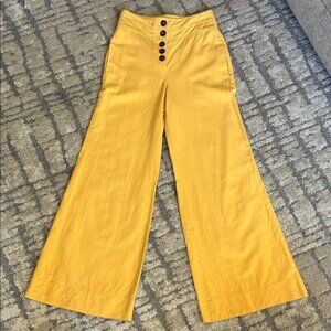 Boden Wide Leg/Flare Yellow Cotten/Linen Blend Jeans